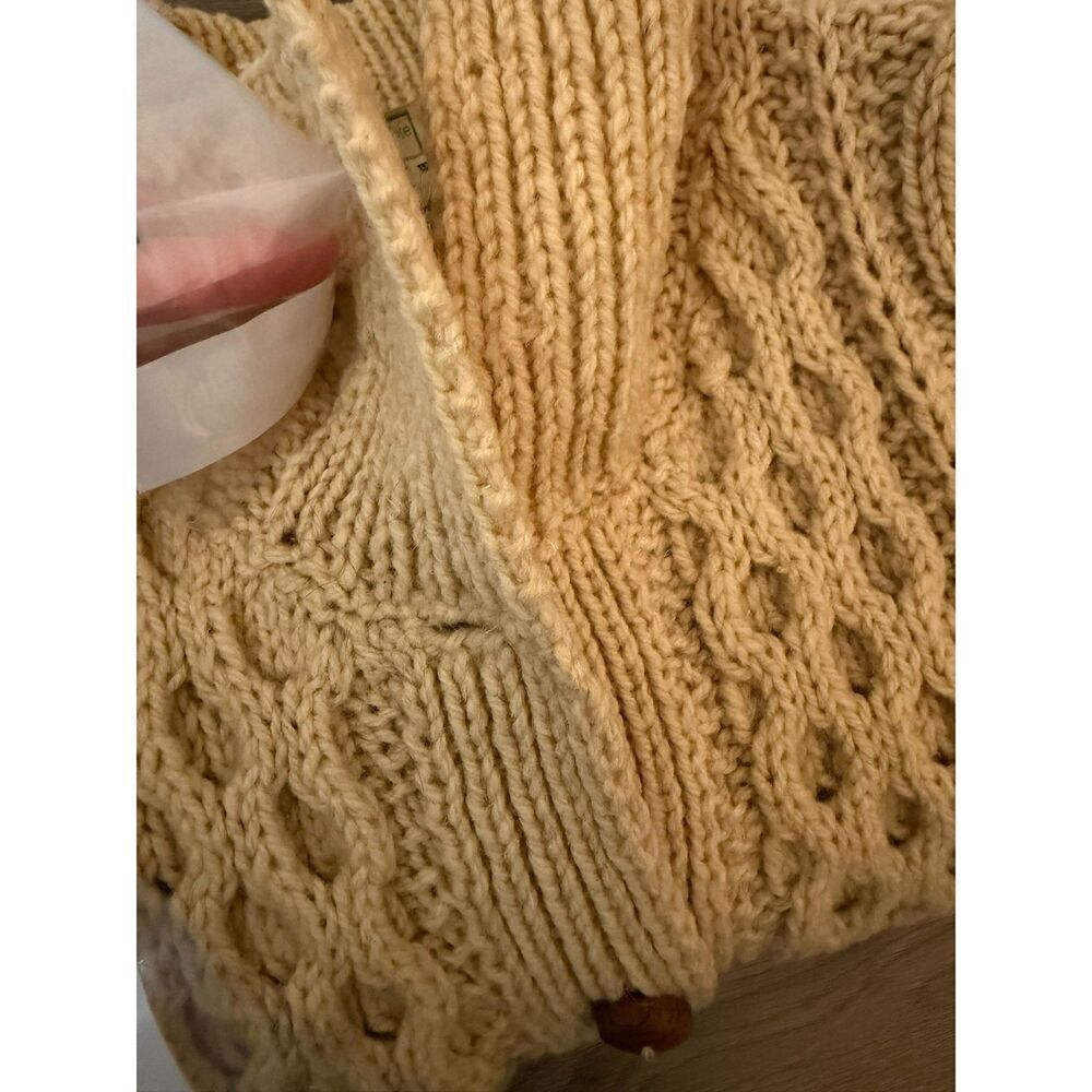 Vtg 60's 70's Abercrombie & Fitch Virgin Wool Cable Knit Cardigan Ireland M/L - Picture 10 of 11